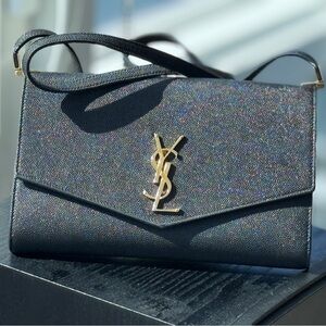 Saint Laurent Grain de Poudre Monogram Uptown Mini Crossbody